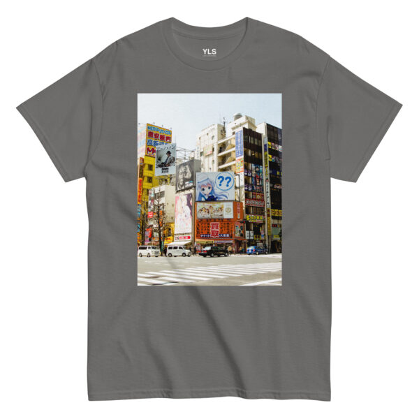 unisex-classic-tee-charcoal-front-685952a99b02a.jpg Takeshi in Akihabara – Unisex T-Shirt