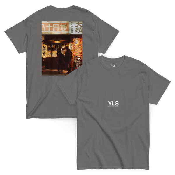 unisex-classic-tee-charcoal-front-and-back-685300a208c8e.jpg A quiet evening in Nagoya - Unisex T-Shirt (BACK VISION)