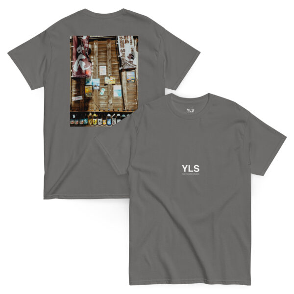 unisex-classic-tee-charcoal-front-and-back-685918cb33e4a.jpg Fukuoka Sake Wall – Unisex T-Shirt (BACK VISION)