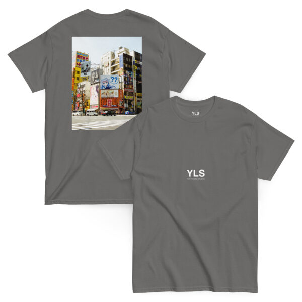 unisex-classic-tee-charcoal-front-and-back-6859552890678.jpg Takeshi in Akihabara – Unisex T-Shirt (BACK VISION)