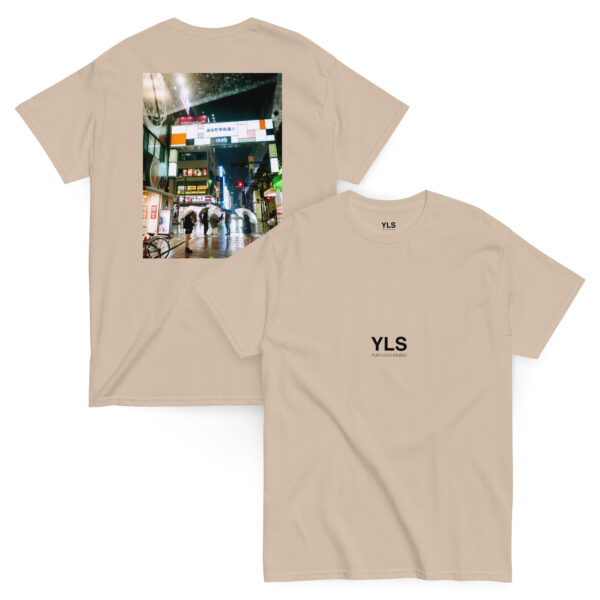 unisex-classic-tee-sand-front-and-back-6856fc7a9a3b6.jpg Ueno Rain – Unisex T-Shirt (BACK VISION)