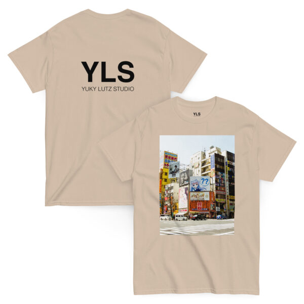 unisex-classic-tee-sand-front-and-back-6859539e89d10.jpg Takeshi in Akihabara – Unisex T-Shirt