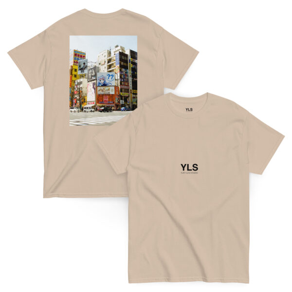 unisex-classic-tee-sand-front-and-back-6859575b0fd6d.jpg Takeshi in Akihabara – Unisex T-Shirt (BACK VISION)