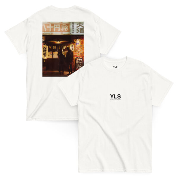 unisex-classic-tee-white-front-and-back-6852f6a46711f.jpg A quiet evening in Nagoya - Unisex T-Shirt (BACK VISION)