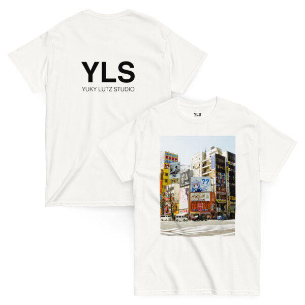 unisex-classic-tee-white-front-and-back-6859539e8b6a8.jpg Takeshi in Akihabara – Unisex T-Shirt