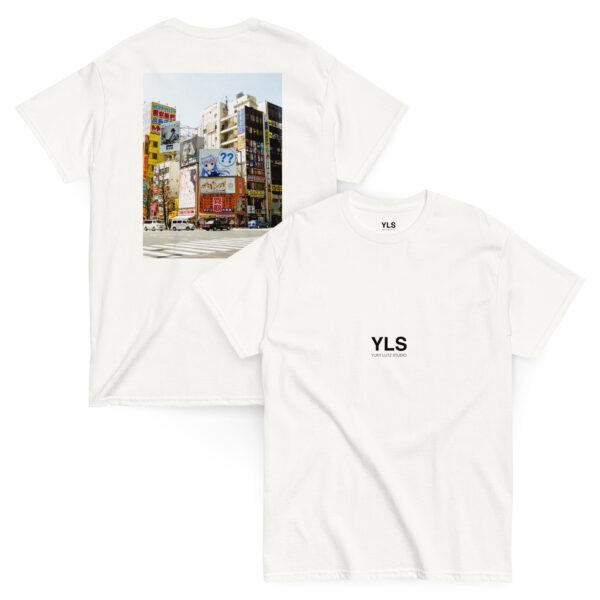 unisex-classic-tee-white-front-and-back-6859575b11692.jpg Takeshi in Akihabara – Unisex T-Shirt (BACK VISION)